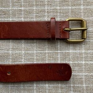 Calvin Klein Brown Leather Belt with Brass Buckle
